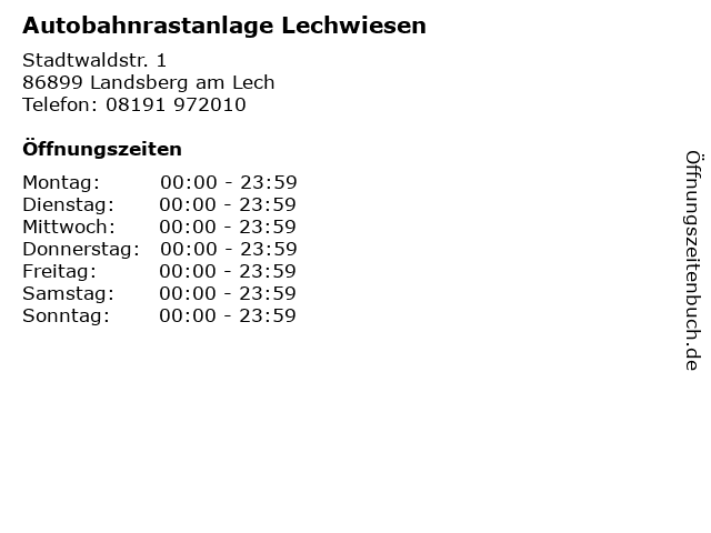 Autobahnrastanlage Lechwiesen in Landsberg am Lech: Adresse und Öffnungszeiten