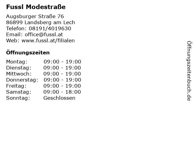 Fussl Modestraße in Landsberg am Lech: Adresse und Öffnungszeiten