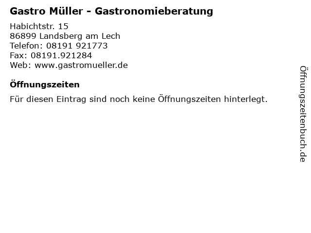 Gastro Müller - Gastronomieberatung in Landsberg am Lech: Adresse und Öffnungszeiten