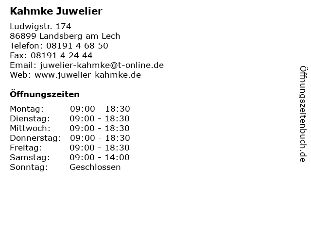 Kahmke Juwelier in Landsberg am Lech: Adresse und Öffnungszeiten