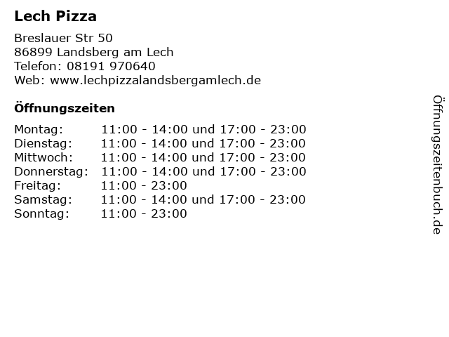 Lech Pizza in Landsberg am Lech: Adresse und Öffnungszeiten