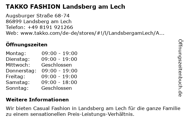 TAKKO FASHION Landsberg am Lech in Landsberg am Lech: Adresse und Öffnungszeiten