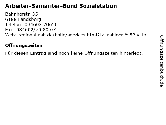 Arbeiter-Samariter-Bund Sozialstation in Landsberg: Adresse und Öffnungszeiten