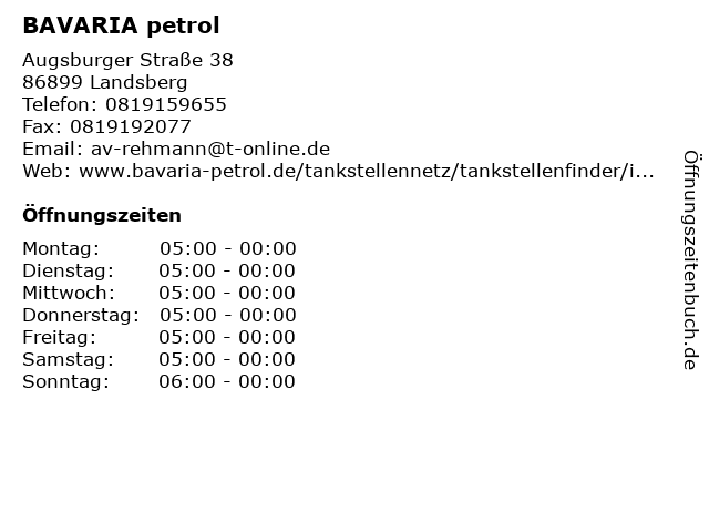 BAVARIA petrol in Landsberg: Adresse und Öffnungszeiten