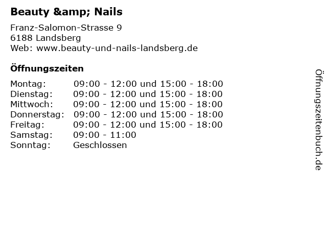 Beauty & Nails in Landsberg: Adresse und Öffnungszeiten
