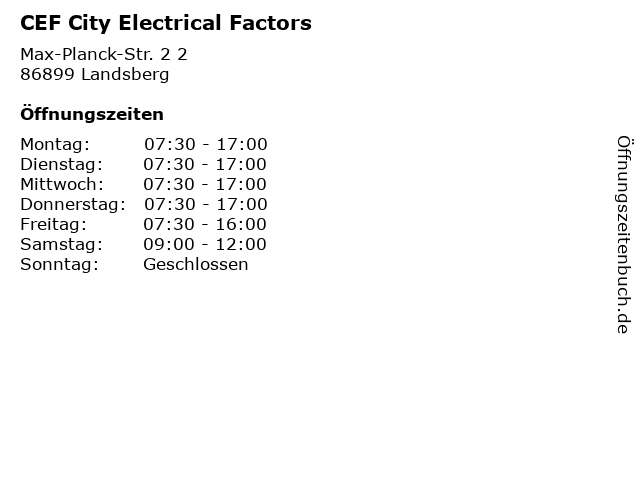 CEF City Electrical Factors in Landsberg: Adresse und Öffnungszeiten