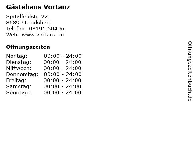 Gästehaus Vortanz in Landsberg: Adresse und Öffnungszeiten