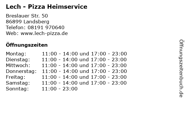 Lech - Pizza Heimservice in Landsberg: Adresse und Öffnungszeiten