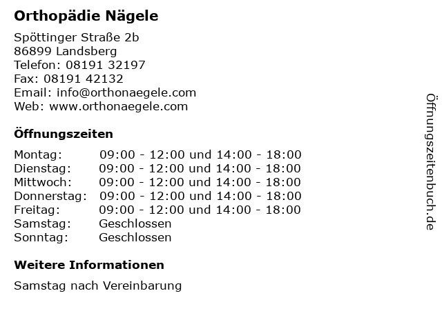 Orthopädie Nägele in Landsberg: Adresse und Öffnungszeiten