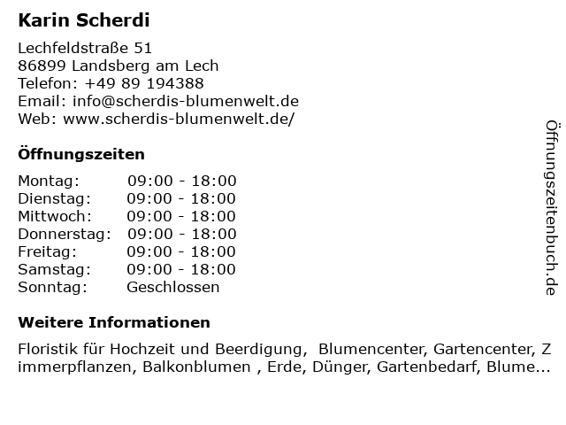 Scherdi´s Blumen & Gartenwelt in Landsberg: Adresse und Öffnungszeiten