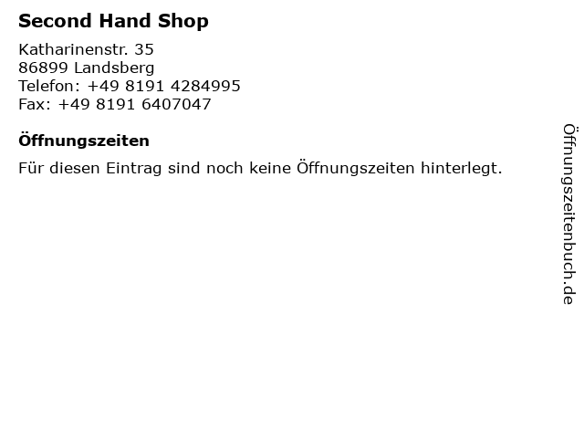 Second Hand Shop in Landsberg: Adresse und Öffnungszeiten