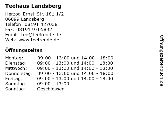 Teehaus Landsberg in Landsberg: Adresse und Öffnungszeiten