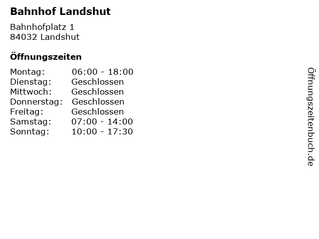 Bahnhof Landshut in Landshut: Adresse und Öffnungszeiten