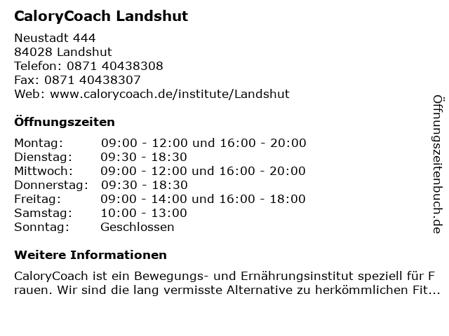 CaloryCoach Landshut in Landshut: Adresse und Öffnungszeiten