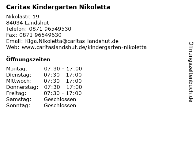 Caritas Kindergarten Nikoletta in Landshut: Adresse und Öffnungszeiten
