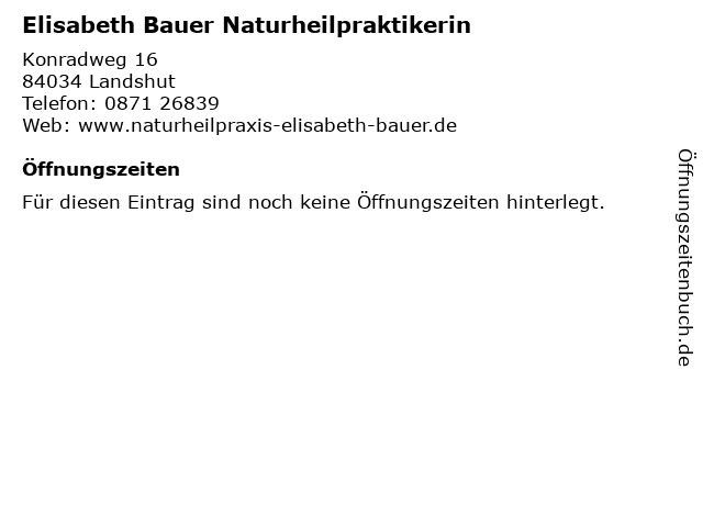 Elisabeth Bauer Naturheilpraktikerin in Landshut: Adresse und Öffnungszeiten