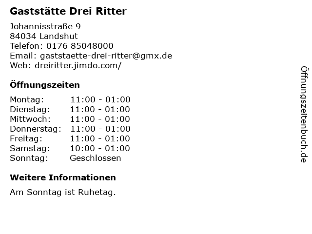 Gaststätte Drei Ritter in Landshut: Adresse und Öffnungszeiten