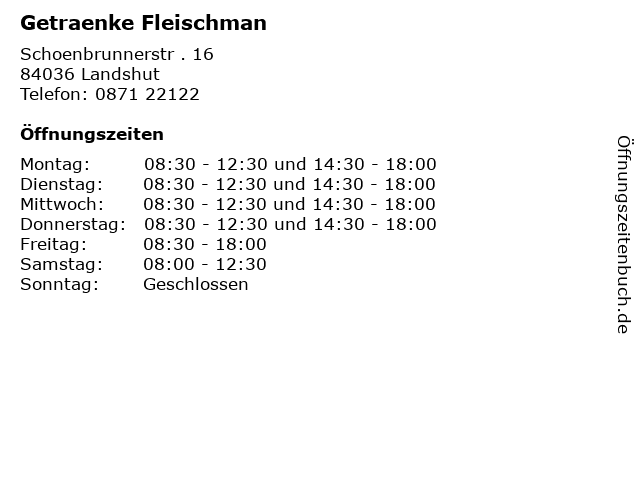 Getraenke Fleischman in Landshut: Adresse und Öffnungszeiten