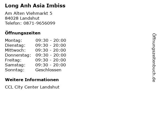 Long Anh Asia Imbiss in Landshut: Adresse und Öffnungszeiten