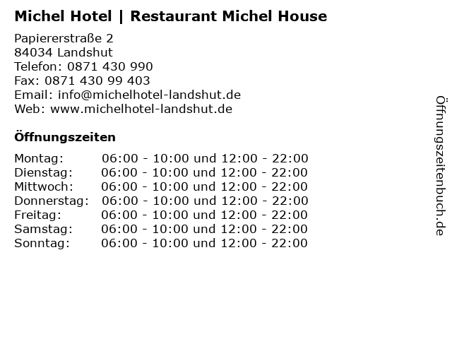Michel Hotel | Restaurant Michel House in Landshut: Adresse und Öffnungszeiten