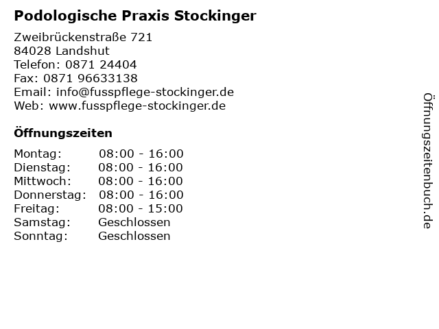 Podologische Praxis Stockinger in Landshut: Adresse und Öffnungszeiten
