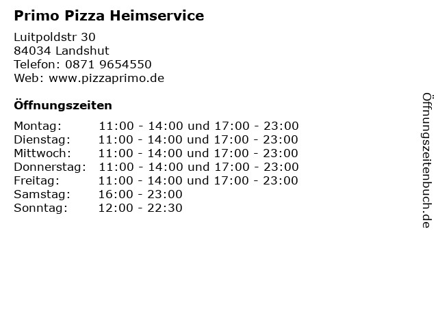 Primo Pizza Heimservice in Landshut: Adresse und Öffnungszeiten