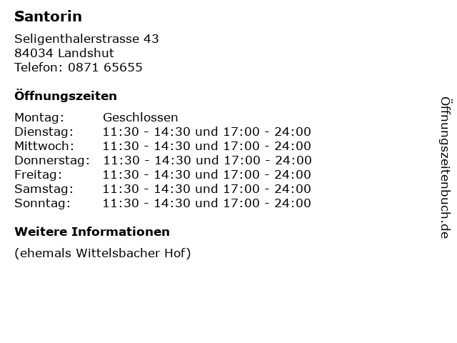 Santorin in Landshut: Adresse und Öffnungszeiten