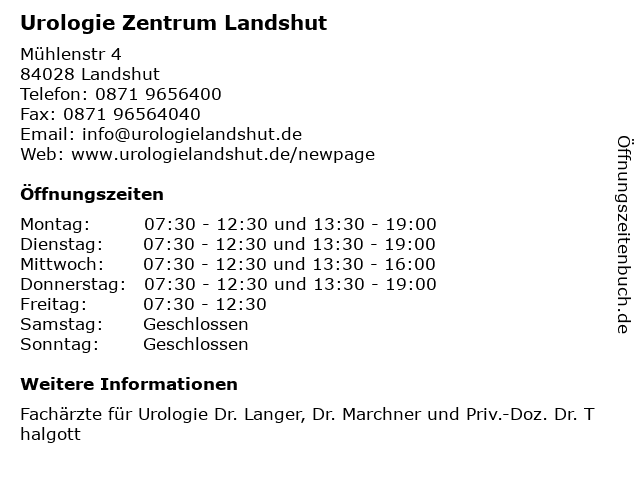 Urologie Zentrum Landshut in Landshut: Adresse und Öffnungszeiten