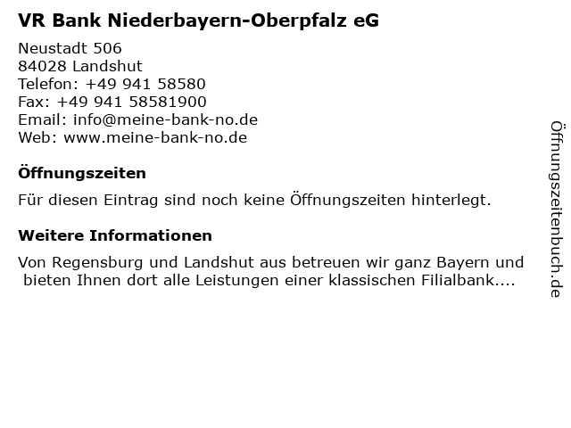 ᐅ Offnungszeiten Vr Bank Niederbayern Oberpfalz Eg Neustadt