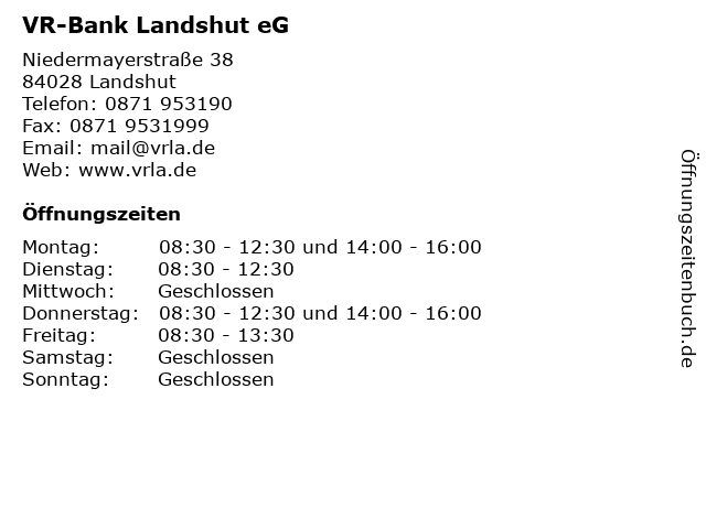 ᐅ Offnungszeiten Vr Bank Landshut Eg Geldautomat