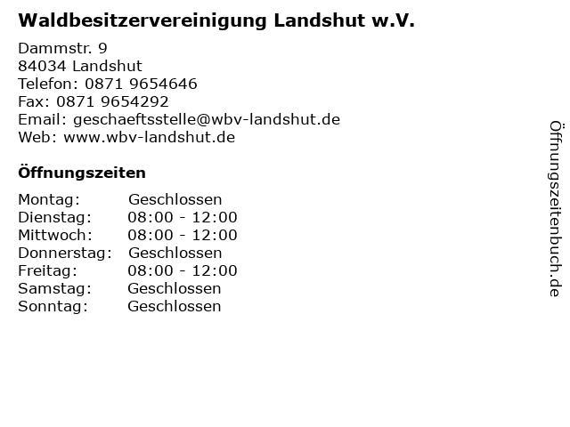 Waldbesitzervereinigung Landshut w.V. in Landshut: Adresse und Öffnungszeiten