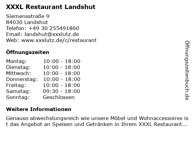XXXL Restaurant Landshut in Landshut: Adresse und Öffnungszeiten