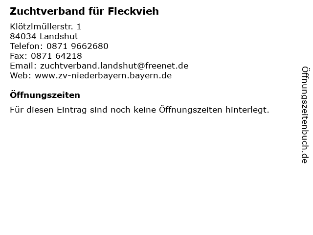 Zuchtverband für Fleckvieh in Landshut: Adresse und Öffnungszeiten