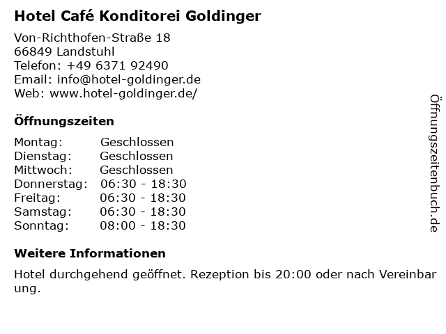 Hotel Café Konditorei Goldinger in Landstuhl: Adresse und Öffnungszeiten