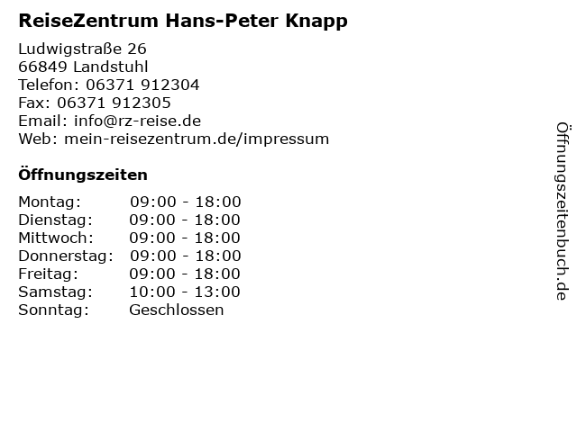 ReiseZentrum Hans-Peter Knapp in Landstuhl: Adresse und Öffnungszeiten