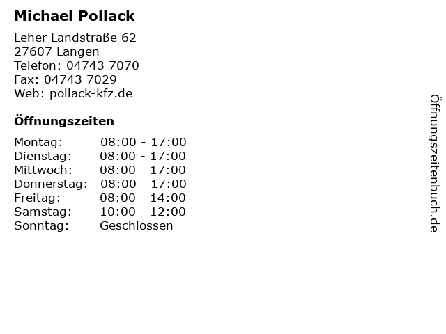 Michael Pollack in Langen: Adresse und Öffnungszeiten