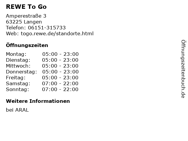REWE To Go in Langen: Adresse und Öffnungszeiten