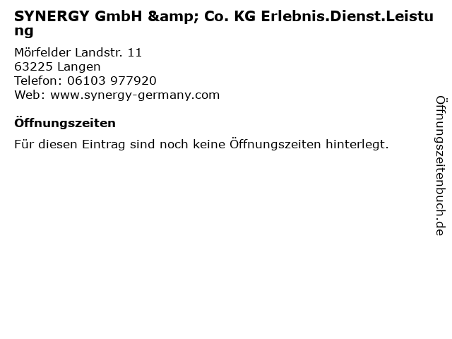 SYNERGY GmbH & Co. KG Erlebnis.Dienst.Leistung in Langen: Adresse und Öffnungszeiten