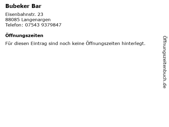 Bubeker Bar in Langenargen: Adresse und Öffnungszeiten