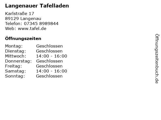 Langenauer Tafelladen in Langenau: Adresse und Öffnungszeiten