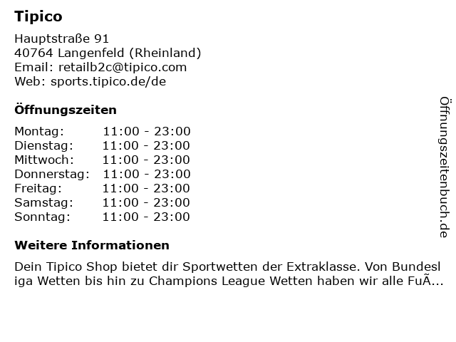 Tipico in Langenfeld (Rheinland): Adresse und Öffnungszeiten