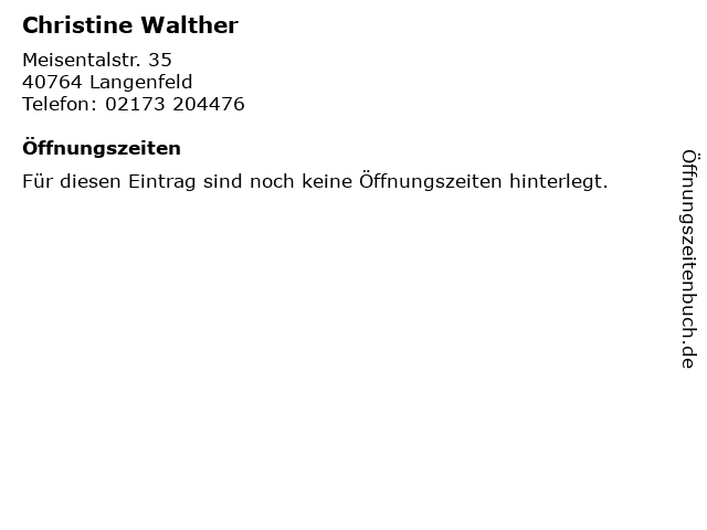 Christine Walther in Langenfeld: Adresse und Öffnungszeiten