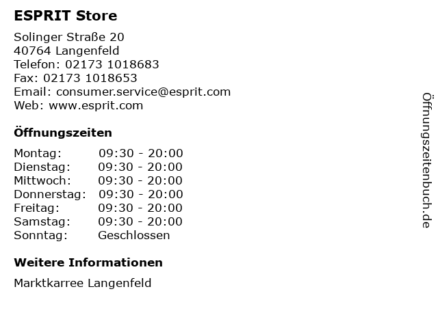 ESPRIT Store in Langenfeld: Adresse und Öffnungszeiten