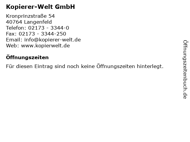 Kopierer-Welt GmbH in Langenfeld: Adresse und Öffnungszeiten