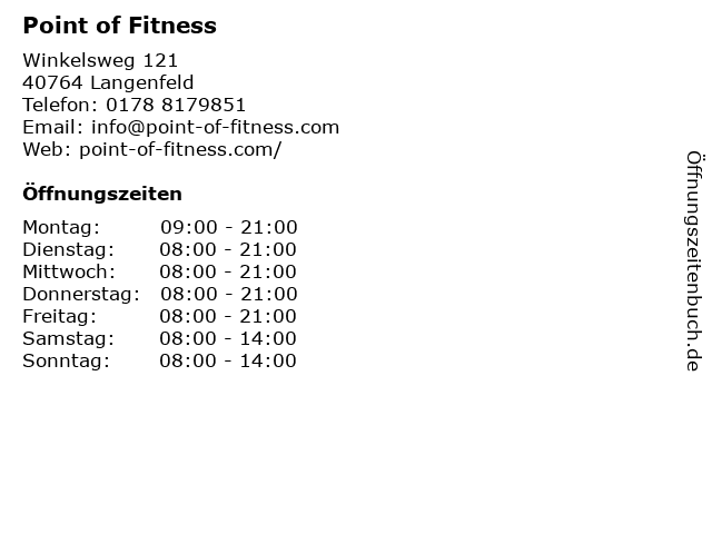 Point of Fitness in Langenfeld: Adresse und Öffnungszeiten