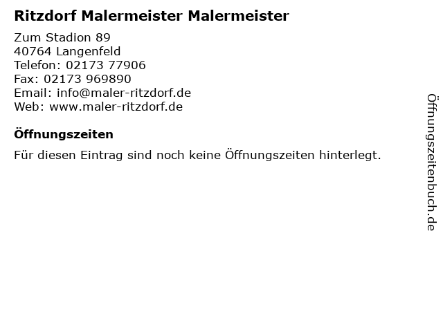 Ritzdorf Malermeister Malermeister in Langenfeld: Adresse und Öffnungszeiten