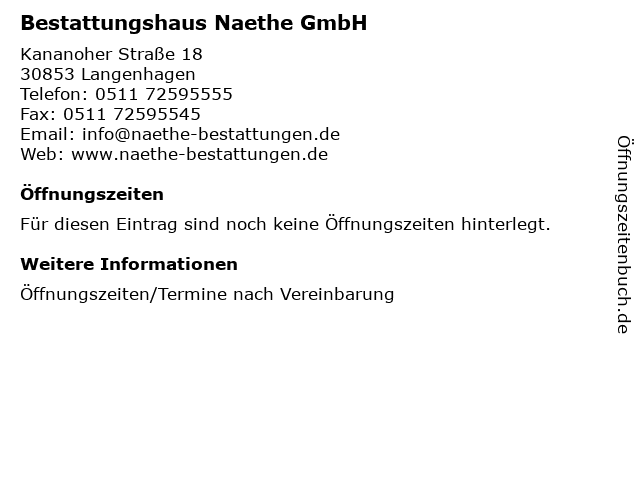 Bestattungshaus Naethe GmbH in Langenhagen: Adresse und Öffnungszeiten