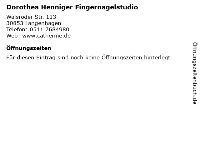 Dorothea Henniger Fingernagelstudio in Langenhagen: Adresse und Öffnungszeiten