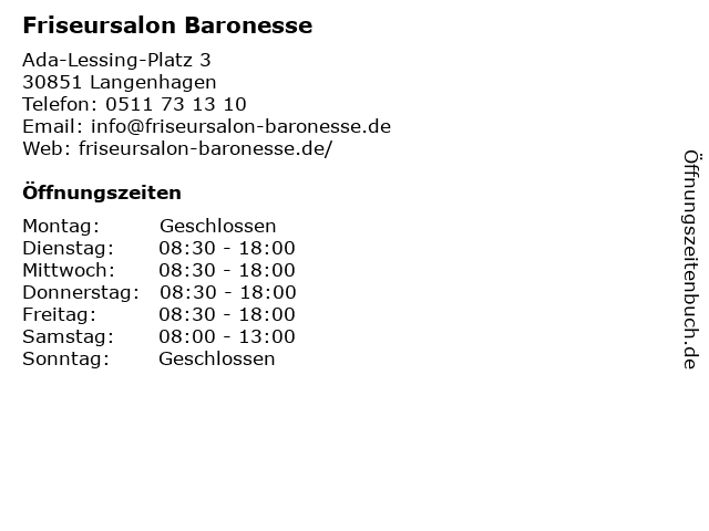 Friseursalon Baronesse in Langenhagen: Adresse und Öffnungszeiten