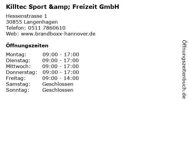 Killtec Sport & Freizeit GmbH in Langenhagen: Adresse und Öffnungszeiten